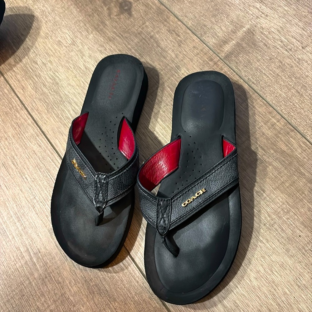 Authentic Black Coach flip flops